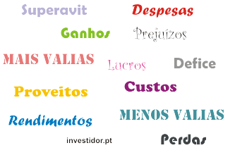 Terminologias para resultados de operações financeiras