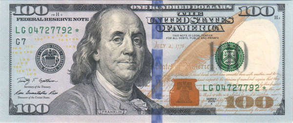 nota 100 usd